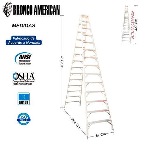 Escalera Aluminio Tijera Doble Ascenso De Pasos Bronco American