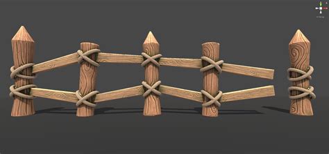 Artstation Stylized Modular Wooden Fences Pack Game Assets