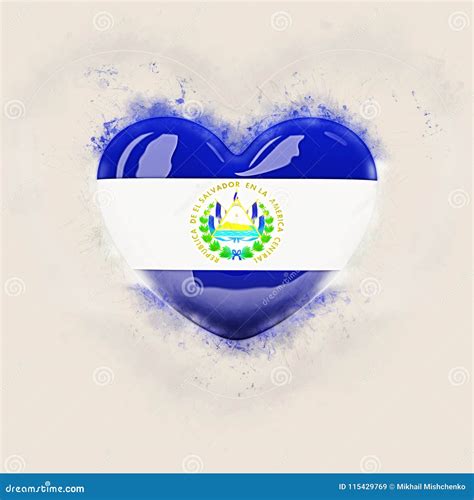 Heart With Flag Of El Salvador Stock Illustration Illustration Of