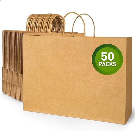 Amazon Greenual Kraft Paper Bags 50Pcs 16x6x12 Inches Brown