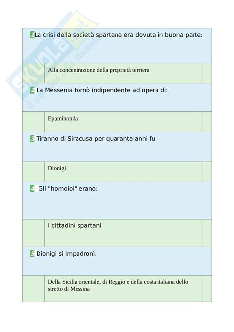 Tutte Le 500 Domande E Risposte Esame Storia Greca Aggiornate A