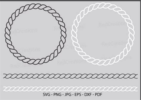 Rope Frame SVG Cruise Svg Files Rope Circle Svg Nautical Monogram