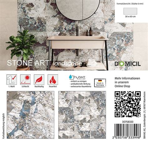 Domicil Fliesenmuster Stone Art Landscape X Cm Blau Grau Beige