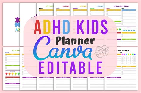 Printable Adhd Canva Editable Planner For Kids Kdp Interior Template