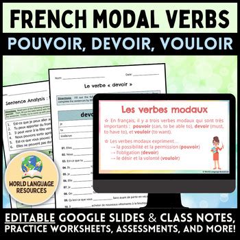 French Modal Verbs Pouvoir Devoir Vouloir Worksheets Conjugation