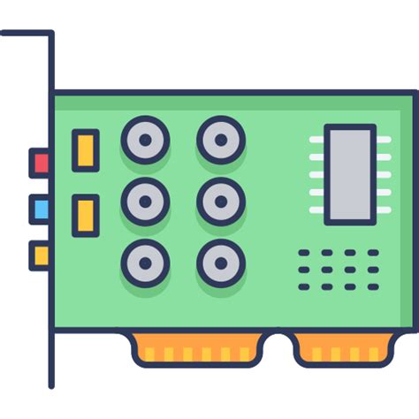 Icono De Tarjeta De Sonido Dinosoft Lineal Color