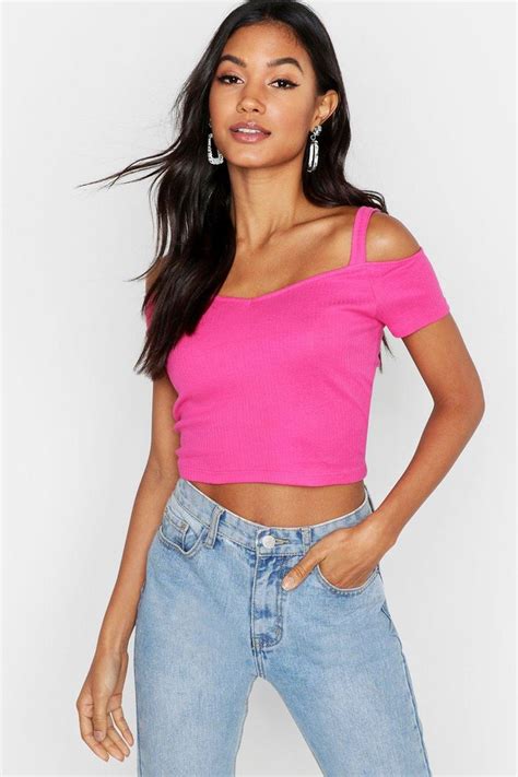 Basic Cold Shoulder Zip Crop