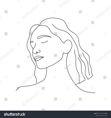 Woman Face Line Art Abstract Minimal Stock Vector Royalty Free