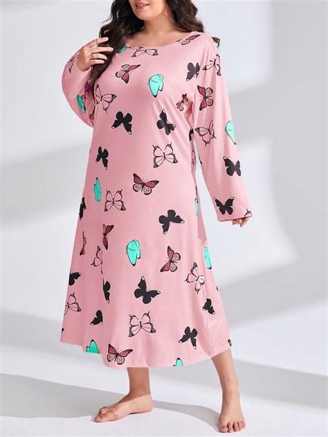 Plus Butterfly Print Drop Shoulder Nightdress SHEIN USA