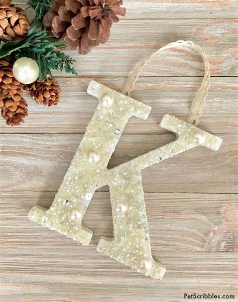 Beaded Monogram Letter Ornament Diy Letter Ornaments Diy Christmas