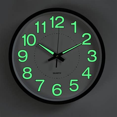 30CM Luminous Wall Clock Silent Night Light LED Quartz Home Kitchen