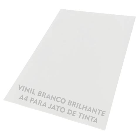 VINIL ADESIVO BRANCO BRILHANTE A4 210X297MM PARA JATO DE TINTA 1