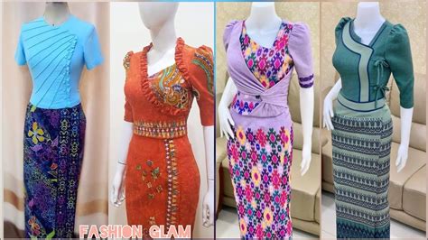 Myanmar Traditional Dress For Ladies Burmese Dress Combodian Two Piece Outfits Batik Dress Youtube