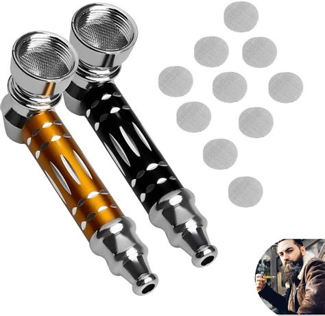 Baisenjf 2 Pcs Mini Smoking Pipes Small Metal Tobacco Pipes Portable Pocket Smoking Pipes Pipes