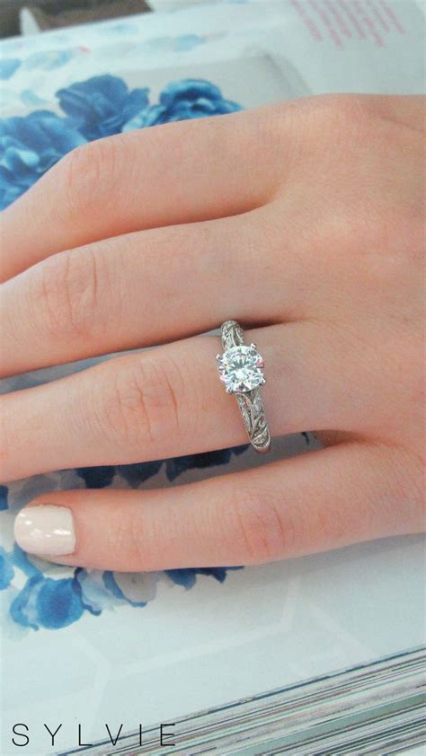 Round Cut Modern Vintage Engagement Ring Roial Sylvie Jewelry