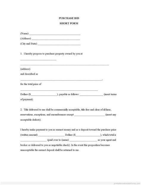 Printable Sealed Bid Form Template Printable Templates Free