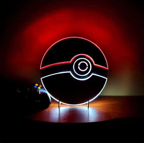 Pokeball Sign Neon Like Led Pokemon Light Wall Decor Etsy