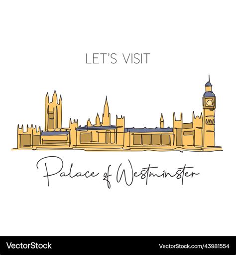 One Single Line Drawing House Of Parliament Vector Image