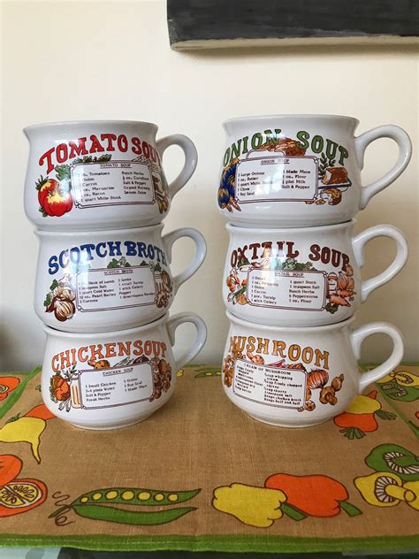 Retro Recipe Soup Mug From The S Etsy Uk Soup Mugs Retro