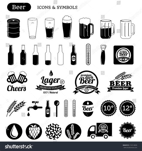 Vector Beer Icons Set Black White Stock Vector Royalty Free 214514830