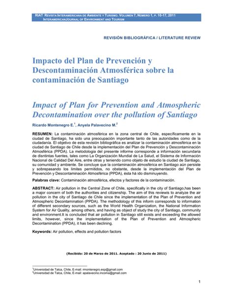 Impacto Del Plan De Prevenci N Y Descontaminaci N Atmosf Rica