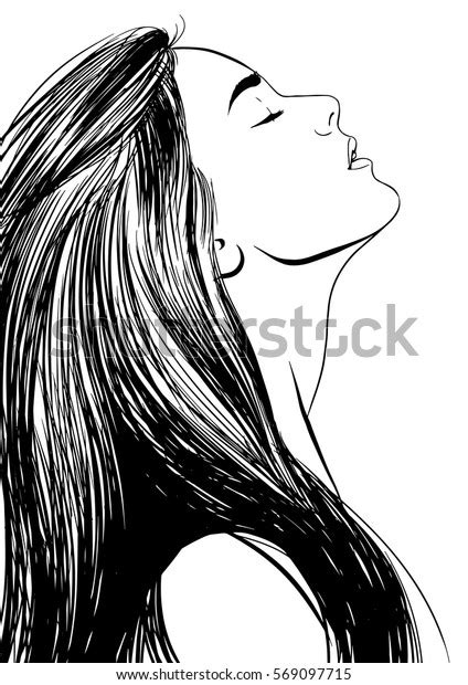 Profile Beautiful Woman Long Hair Stock Vector Royalty Free 569097715