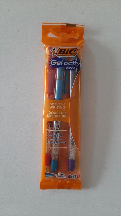 Bic Gel Ocity Stic 3 Gelpennen Fijne Punt 0 5 Mm Blauw Paars