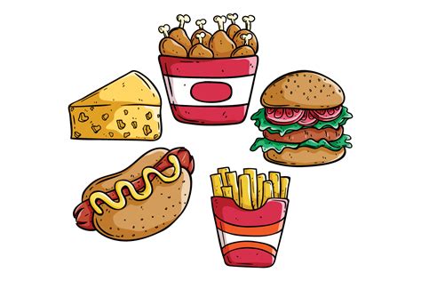 Set Of Hand Draw Junk Food Graphic By Padmasanjaya · Creative Fabrica