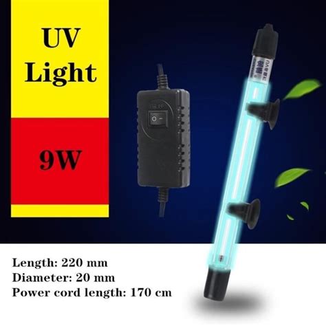 Couleur 9W Lampe de stérilisation UV Submersible pour Aquarium filtre