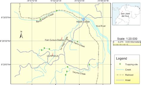 Map Of San Jos Del Nus Antioquia Colombia Indicating Sampling Sites