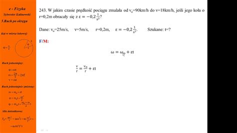 Fizyka Kurs Maturalny Ruch Po Okr Gu Zadanie Nr Youtube