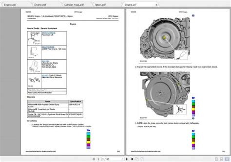 Ford Escape 2016 Engine 16l Ecoboost 132kw 180ps Sigma Repair Manual