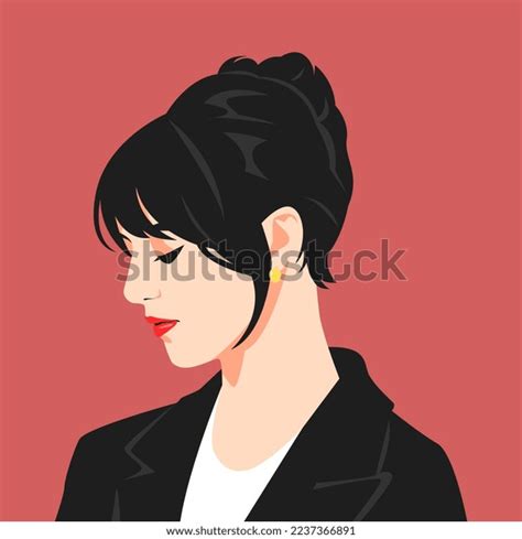 Portrait Beautiful Girl Face Side View Stock Vector (Royalty Free ...