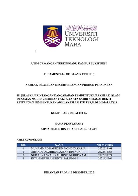 Ctu Assignment Group Utim Cawangan Terengganu Kampus Bukit