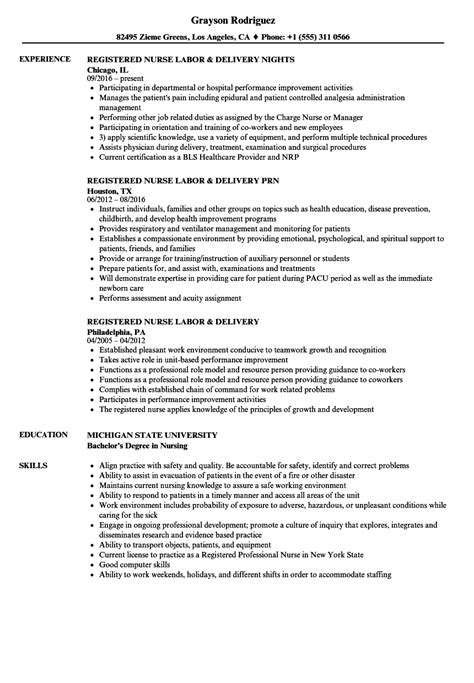 Registered Nurse Labor And Delivery Resume Samples Velvet Jobs