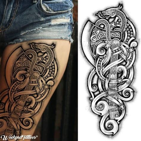 Tatodays® Temporary Tattoo Tribal Celtic Viking Nordic Axe Etsy