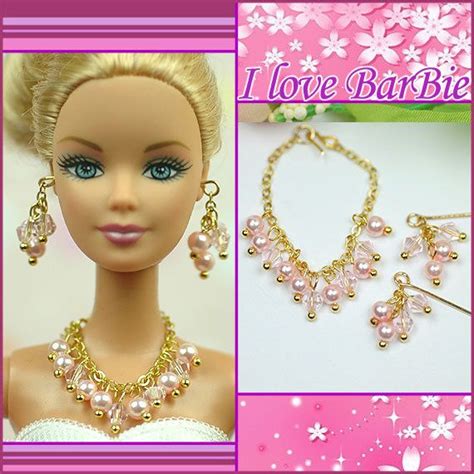 Barbie Doll Jewelry Set Barbie Crystal Necklace And Earring Doll Jewelry Barbie Dolls Barbie