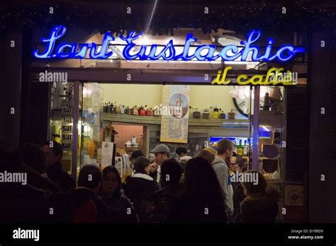 Rome Cafe At Night Caffe Sant Eustachio Italy Stock Photo Alamy