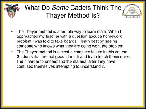 Ppt The Thayer Method Unique To West Point Powerpoint Presentation Id 2596360