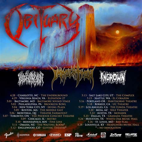 Obituary Announces 2023 North American Tour Dates