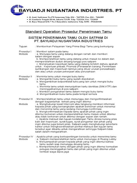 Prosedur Penerimaan Tamu Pdf