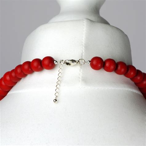 Red Bead Necklace Chunky Red Necklace Red Statement Etsy