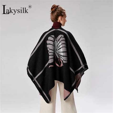 Aliexpress Buy Lakysilk Elegant Women Poncho Winter Warm Maxi