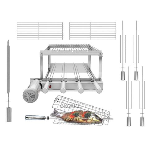 Churrasqueira Gira Grill Inox Espetos Grelhas Modulares Espeto