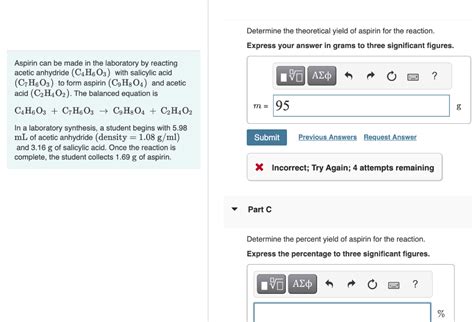 Solved Determine The Theoretical Yield Of Aspirin For The Chegg