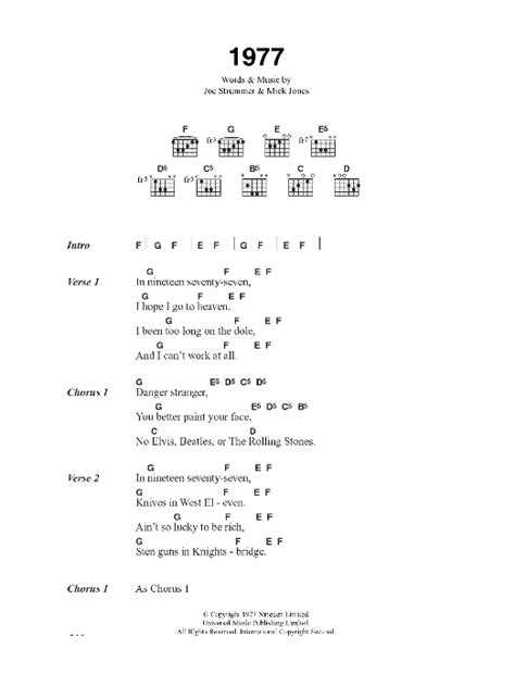 1977 by The Clash - Guitar Chords/Lyrics - Guitar Instructor