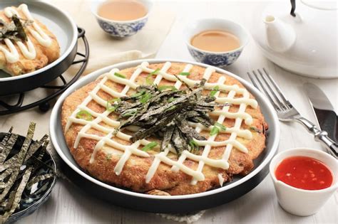 Premium Photo Okonomiyaki Japanese Savory Style Pizza Pancake