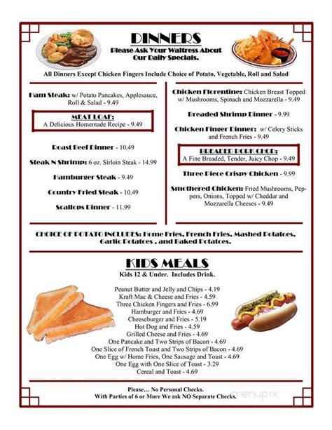 Menu Of Lous Restaurant In North Tonawanda Ny 14120