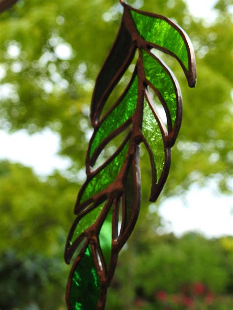 Stained Glass Fern Leaf Suncatchermixed Shades Of Etsy