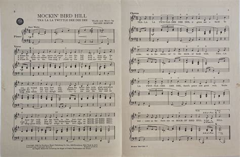 Mockin Bird Hill Tra La La Twittle Dee Dee Dee Vaughn Horton